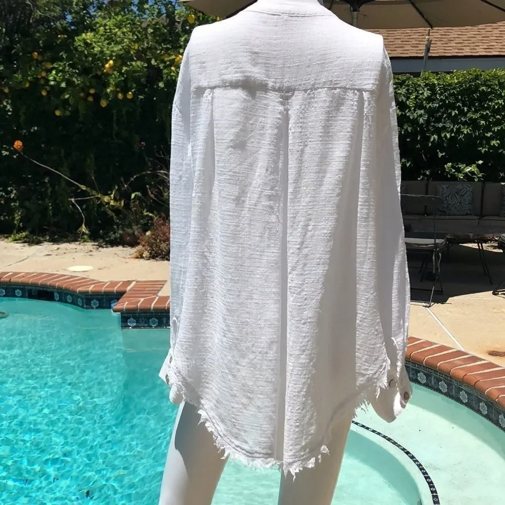 Free People White “Talk to Me” Blouse Sz Sm/P